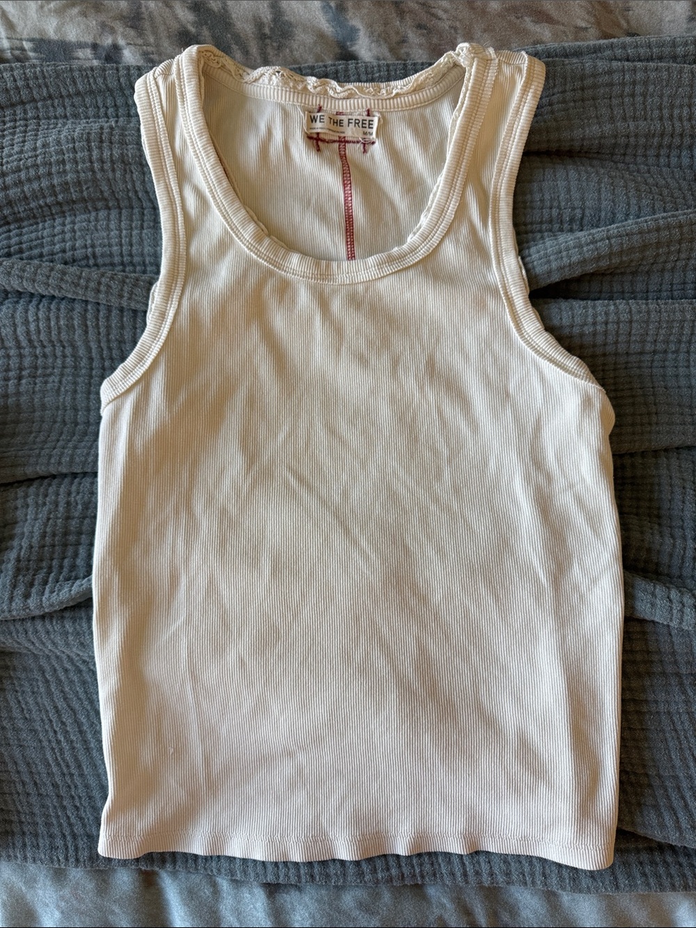 We The Free Cream Ribbed Tank Top